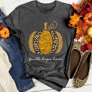 Faith Hope Love Leopard Pumpkin Heathered Tee