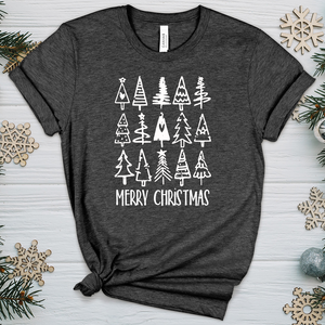 Merry Christmas Tree Pattern Heathered Tee