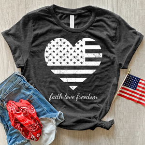 Faith Love Freedom Heart Heathered Tee