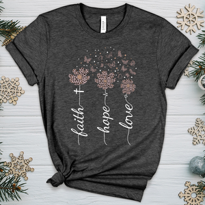 Faith Hope Love Floral V4 Heathered Tee