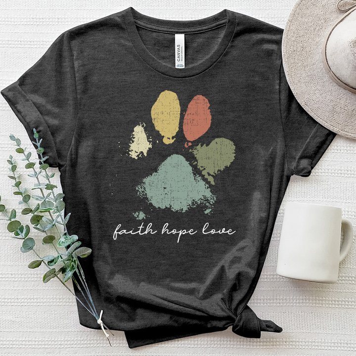 Faded Rainbow Paw Print Heathered Tee