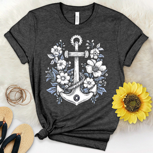 Anchor With Flower Heathered Tee