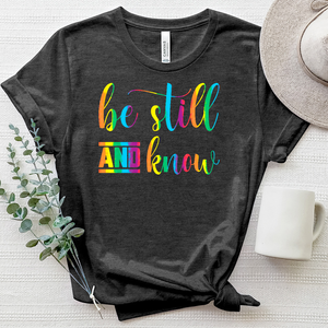 Be Still and Know Flamingo Letters Heathered Tee