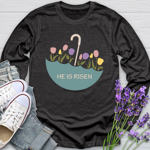 He Is Risen Flower Umbrella Long Sleeve Tee