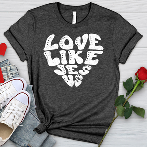 Love Like Jesus White Heathered Tee