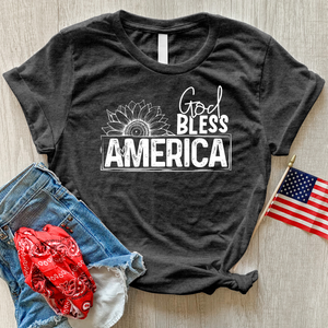 God Bless Sunflower Art Heathered Tee