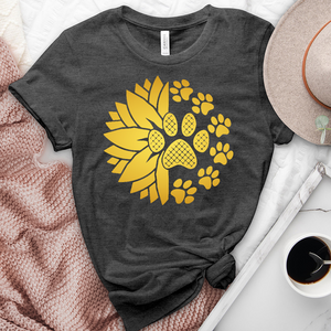 Gold Sunflower Paw Print Heathered Tee