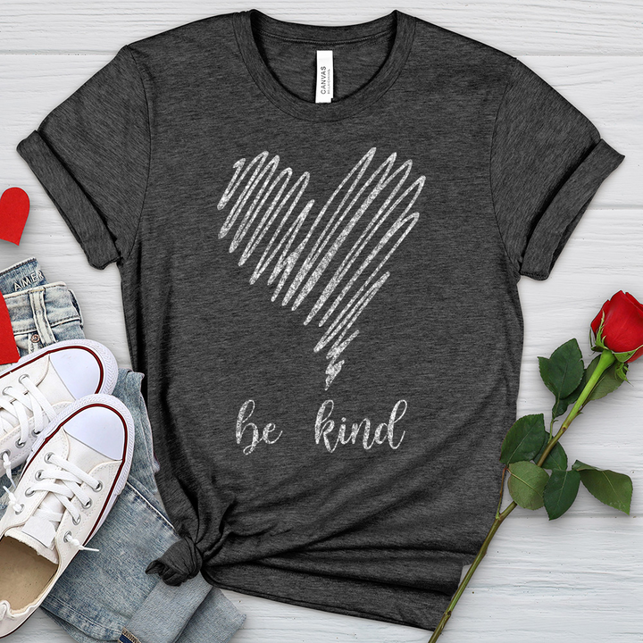 Be Kind Silver Heart Heathered Tee