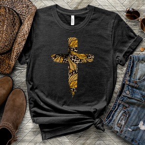 Leopard Cross Golden Heathered Tee