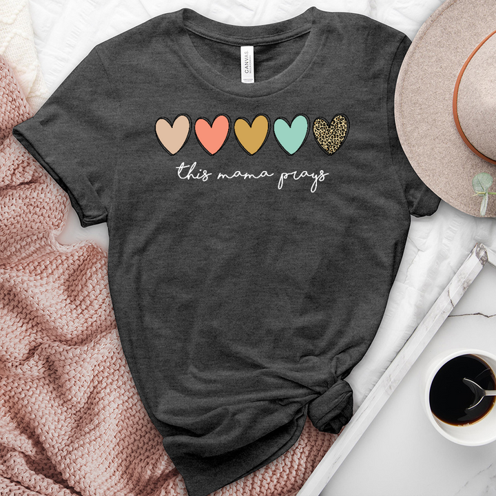 This Mama Prays Hearts Heathered Tee