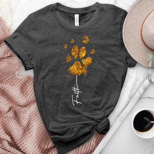 Gold Faith Paw Print Stem Heathered Tee