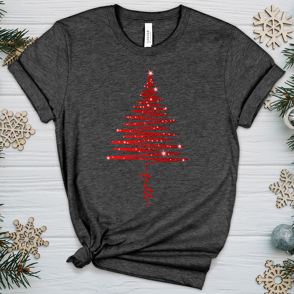 Gleaming Red Faith Tree Heathered Tee