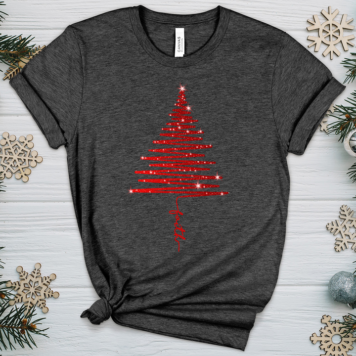 Gleaming Red Faith Tree Heathered Tee