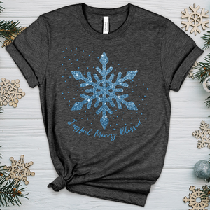 Joyful Merry Blessed Blue Snowflake Heathered Tee