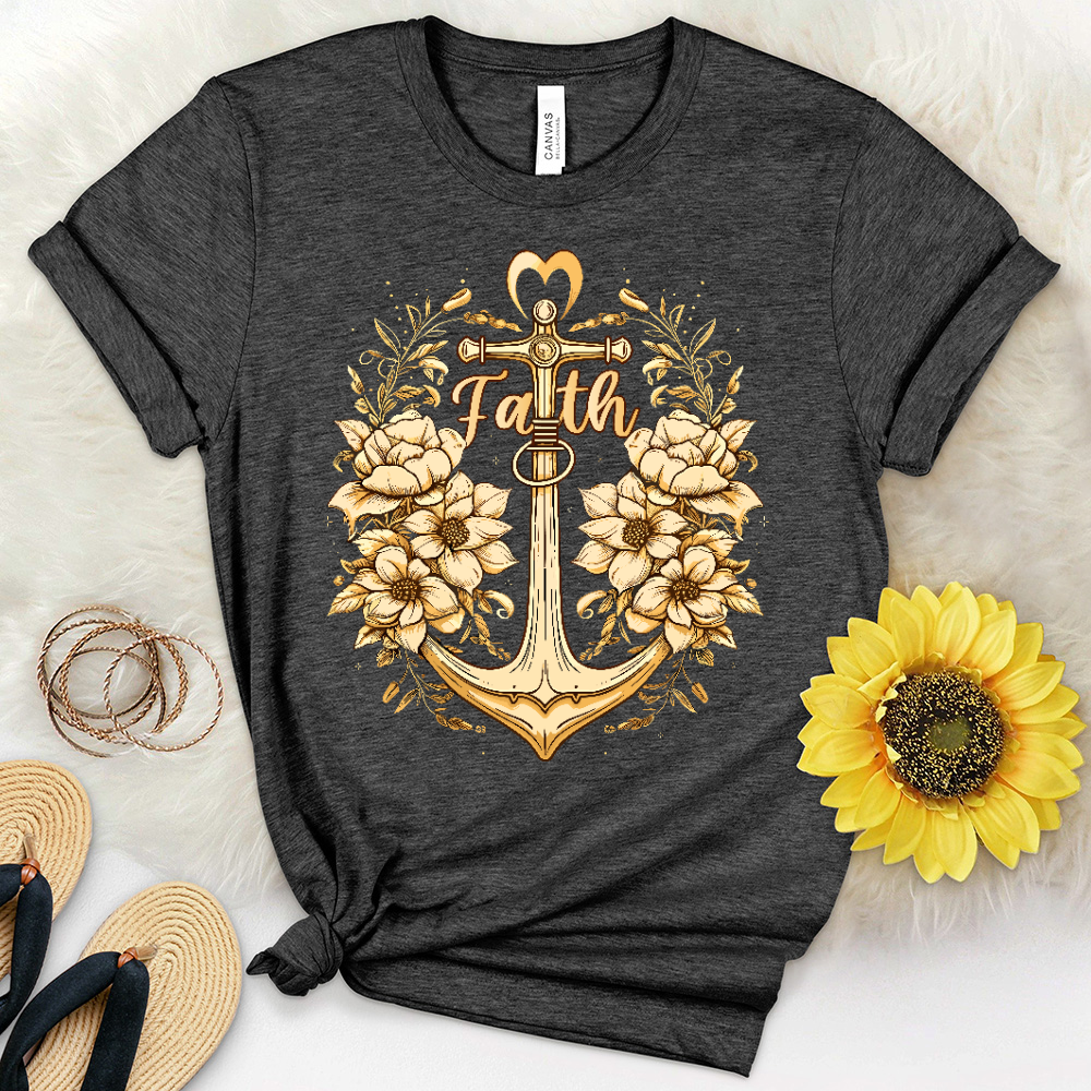 Golden Faith Anchor Heathered Tee