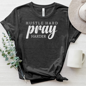 Hustle Hard Pray Harder Heathered Tee