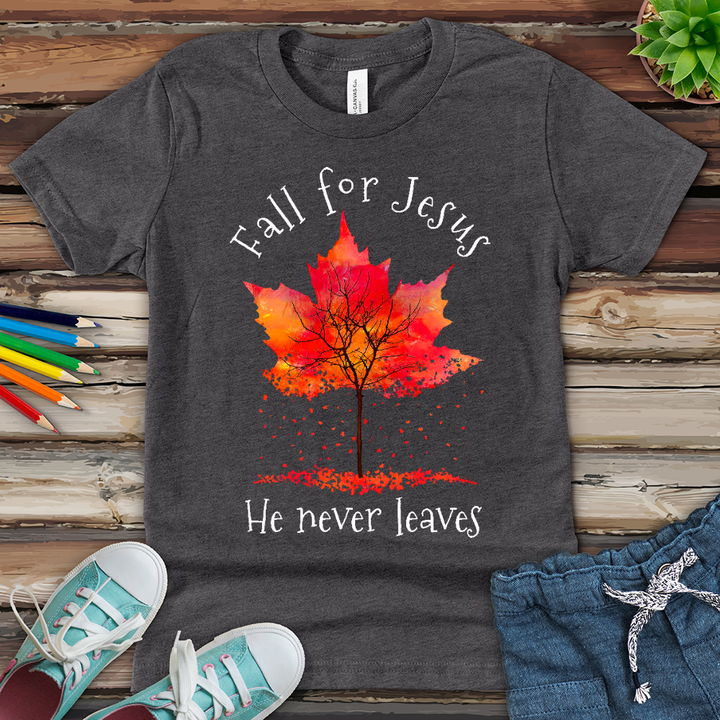 Fall For Jesus Falling Leaves Youth Heathered Tee