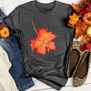 Faith Leaf Imprint Heathered Tee