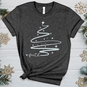 Faith Christmas Tree Silver Sparkle Heathered Tee