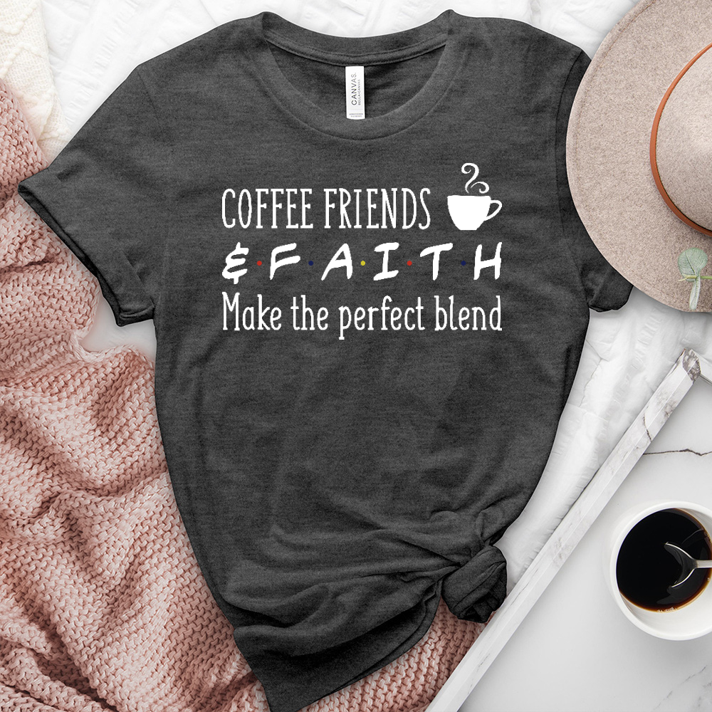 Coffee Friends & Faith Heathered Tee