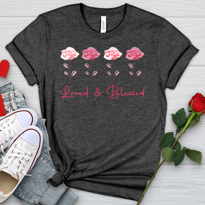 Loved & Blessed Pink Roses Heathered Tee