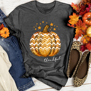 Thankful Retro Pumpkin Sparkle Heathered Tee