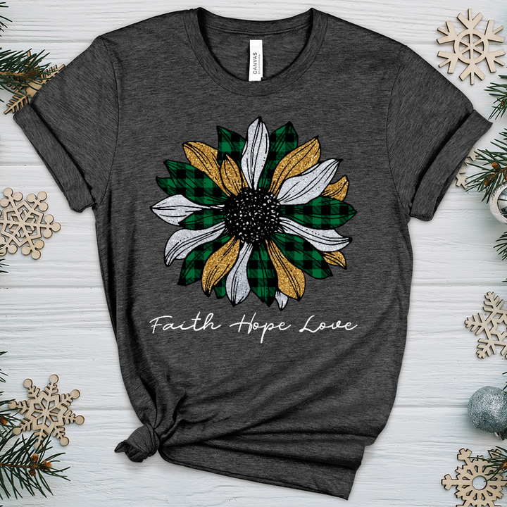 Christmas Patterned Flower Heathered Tee
