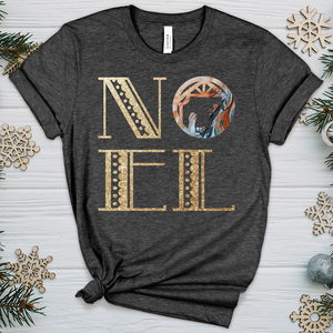 Noel Gold Nativity Scene Heathered Tee