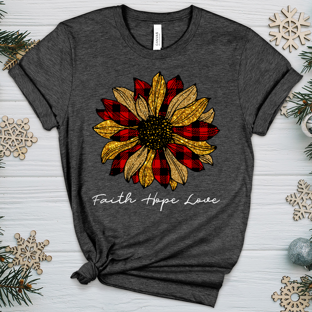 Christmas Patterned Flower Heathered Tee