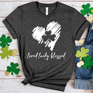 Loved Blessed Heart Heathered Tee