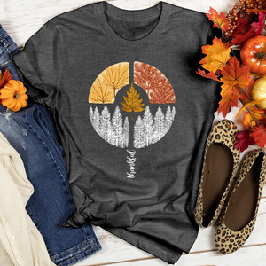 Thankful Pine Trees Circle Heathered Tee