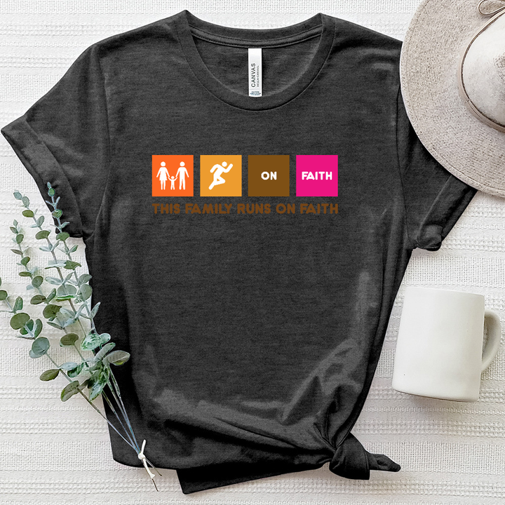 This Family Runs on Faith Heathered Tee