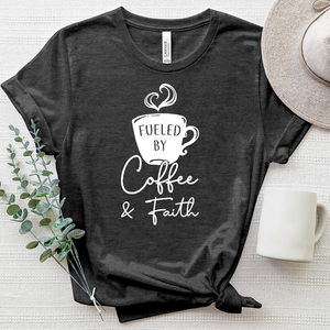 Fueled By Coffee And Faith Heathered Tee