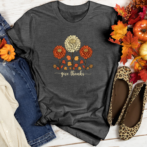 Vintage Autumn Floral Trio Heathered Tee