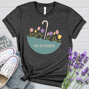 He Is Risen Flower Umbrella Heathered Tee