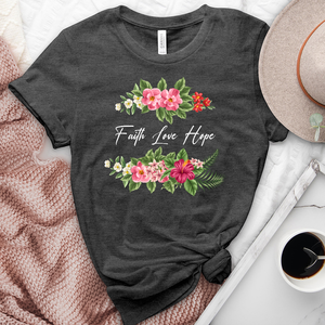 Faith Love Hope Flower Heathered Tee