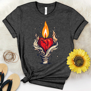 Candle With a Heart Shaped Flame Heathered Tee