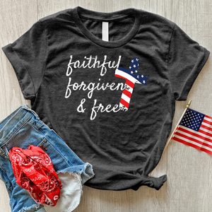 Faithful Stripes Flag Heathered Tee