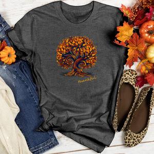 Thankful Batik Autumn Tree Heathered Tee