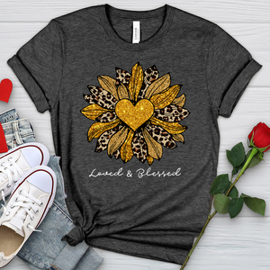 Loved  Blessed Leopard Sunflower Heathered Tee