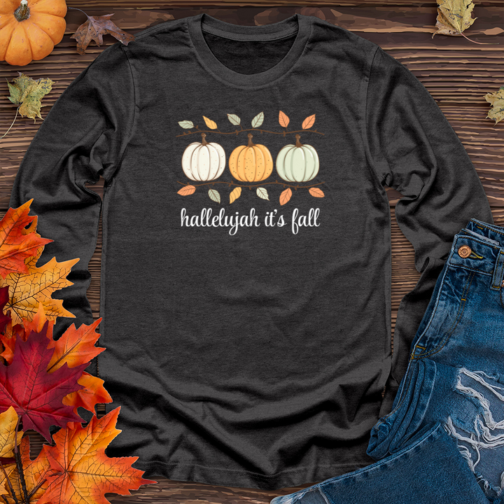 Orange Pastel Pumpkin Trio Long Sleeve Tee