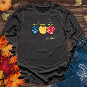 Vintage Picnic Polka Dot Trio Apples Long Sleeve Tee