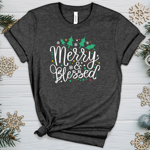 Cute Merry Blessed Heathered Tee