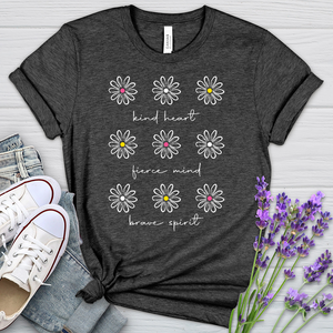 Kind Heart White Daisies Heathered Tee