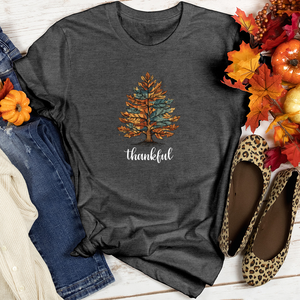 Vintage Cozy Plaid Pine Tree Heathered Tee