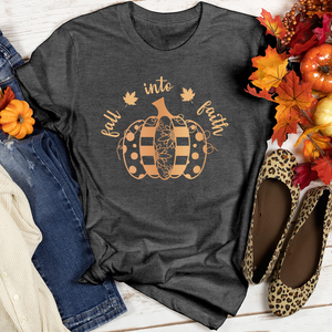 Fall Into Faith Spotted Pumpkin Heathered Tee