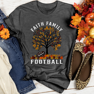 Faith Family Football Gridiron Leaves Heathered Tee