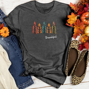 Retro Cozy Floral Trio Pine Trees Heathered Tee