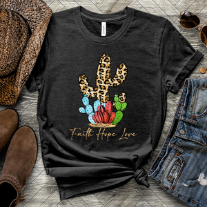 Faith Hope Love Cheetah Cactus Heathered Tee