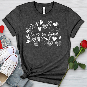 Love Is Kind Scattered Hearts Heathered Tee